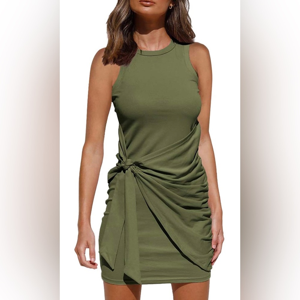 Sleeveless Tank Dress Bodycon Ruched Dress